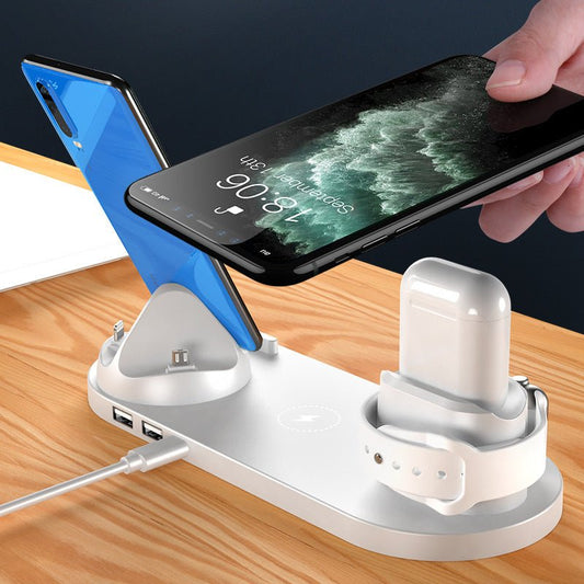 Wireless Charger For IPhone Fast Charger For Phone Fast Charging Pad For Phone Watch 6 In 1 Charging Dock Station - WAREHOUSE SHOP