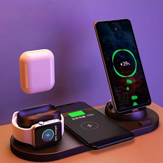 Wireless Charger For IPhone Fast Charger For Phone Fast Charging Pad For Phone Watch 6 In 1 Charging Dock Station - WAREHOUSE SHOP