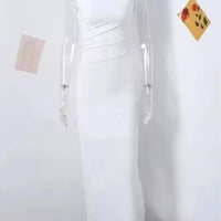 Women Half High Collar Sleeveless Ruffles Bodycon. Lady Robes Elegant Split Long Dress - WAREHOUSE SHOP
