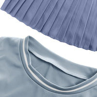 Women O - neck Mini Tank Top and Pleated Mini Skirt Suit. Fitness 2Piece Set Outfit. - WAREHOUSE SHOP