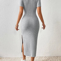 Women Style Knitted Dress. Ladies Casual Short Sleeve Square. - WAREHOUSE SHOP