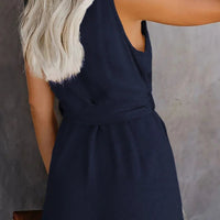 Women's Casual V - neck Monochromatic Jumpsuit, Five - Point Shorts, European and American, Summer, New, 2024 - WAREHOUSE SHOP