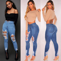 Women's Cotton Elastic Ripped Elastic Foot Pants - WAREHOUSE SHOP