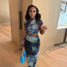 Women's Fashion Round Neck Midriff - baring T-shirt High Waist Hip Skirt Bottoming Casual Suit - WAREHOUSE SHOP