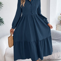 Women's Lapel Casual Loose Long Sleeve Ruffled Shirt Dresses Long Sleeved Turn - down Collar Single - Breasted Dress Spring Autumn Fashion Women's Clothing For Vacation - WAREHOUSE SHOP