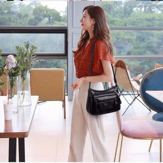 Women’s lightweight shoulder bag with spacious multi - layered compartments, perfect for mothers, middle - aged, and everyday use. - WAREHOUSE SHOP