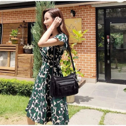 Women’s lightweight shoulder bag with spacious multi - layered compartments, perfect for mothers, middle - aged, and everyday use. - WAREHOUSE SHOP