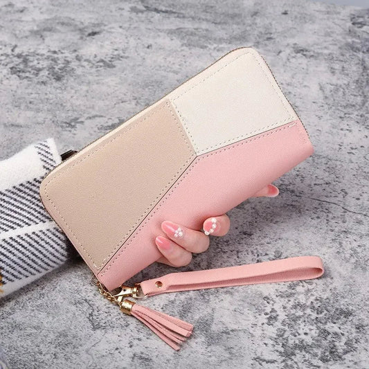 Women’s long PU leather zipper wallet with coin purse, card holder, and billfold design – stylish and practical everyday accessory. - WAREHOUSE SHOP