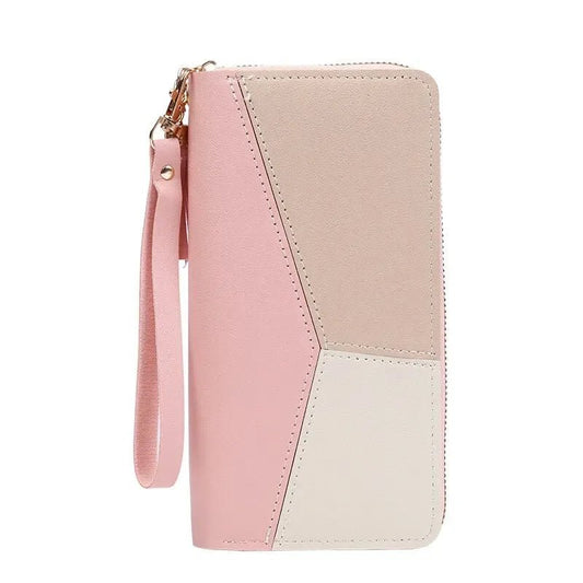 Women’s long PU leather zipper wallet with coin purse, card holder, and billfold design – stylish and practical everyday accessory. - WAREHOUSE SHOP