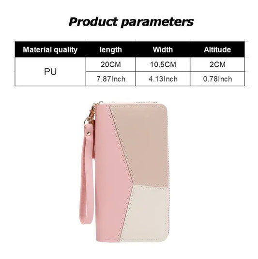 Women’s long PU leather zipper wallet with coin purse, card holder, and billfold design – stylish and practical everyday accessory. - WAREHOUSE SHOP