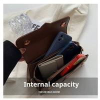 Women’s PU leather shoulder bag in black – versatile square satchel with vintage design, crossbody style, and chic underarm fit. - WAREHOUSE SHOP