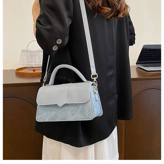 Women’s PU leather shoulder bag in black – versatile square satchel with vintage design, crossbody style, and chic underarm fit. - WAREHOUSE SHOP