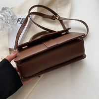 Women’s PU leather shoulder bag in black – versatile square satchel with vintage design, crossbody style, and chic underarm fit. - WAREHOUSE SHOP