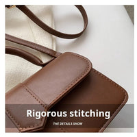 Women’s PU leather shoulder bag in black – versatile square satchel with vintage design, crossbody style, and chic underarm fit. - WAREHOUSE SHOP