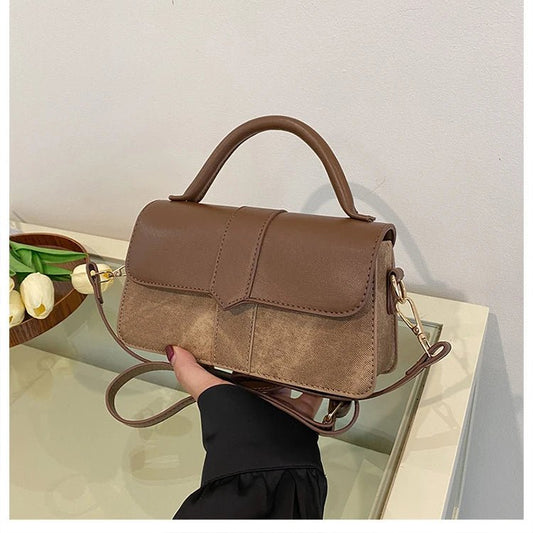 Women’s PU leather shoulder bag in black – versatile square satchel with vintage design, crossbody style, and chic underarm fit. - WAREHOUSE SHOP