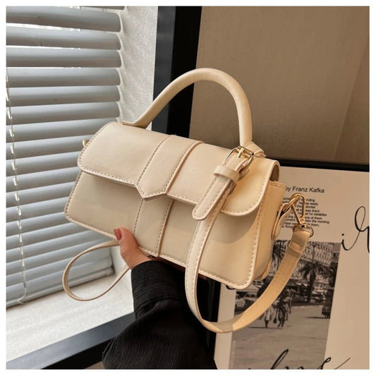 Women’s PU leather shoulder bag in black – versatile square satchel with vintage design, crossbody style, and chic underarm fit. - WAREHOUSE SHOP