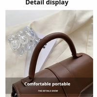 Women’s PU leather shoulder bag in black – versatile square satchel with vintage design, crossbody style, and chic underarm fit. - WAREHOUSE SHOP