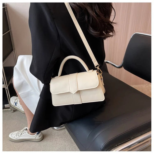 Women’s PU leather shoulder bag in black – versatile square satchel with vintage design, crossbody style, and chic underarm fit. - WAREHOUSE SHOP