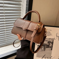 Women’s PU leather shoulder bag in black – versatile square satchel with vintage design, crossbody style, and chic underarm fit. - WAREHOUSE SHOP